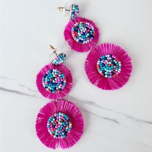 J.Crew Pink Fringe Drop Earrings
